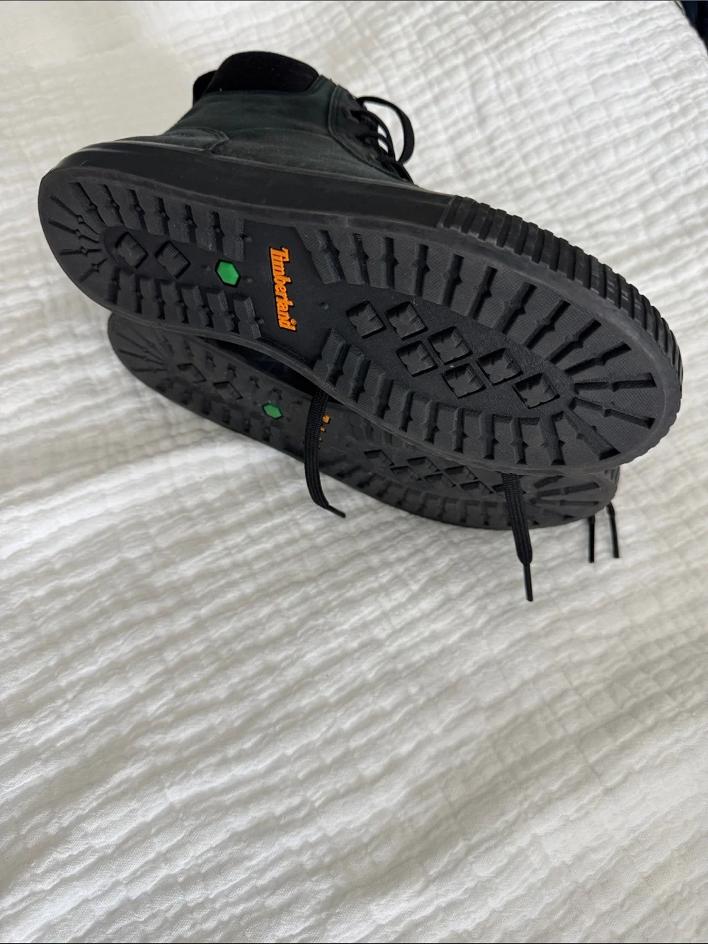 Timberland Black Lace-Up Ankle Boots with Orange Logo